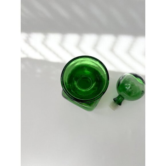 Vintage Midcentury modern Empoli Glass Square Decanter w/ Stopper - Picture 2 of 10